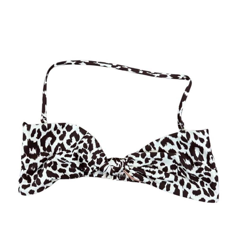 🥑5/$25 J. Crew Leopard Print Knot Bandeau Removable Straps Bikini Top S